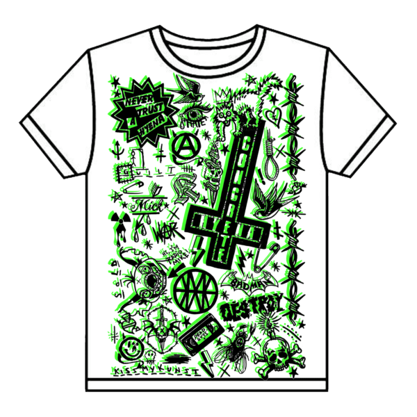 Concrete Hyena Green Neon on White T shirt