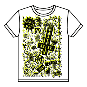 Concrete Hyena Yellow Print on White T shirt