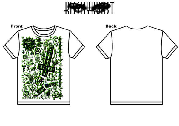 Concrete Hyena Green Neon on White T shirt