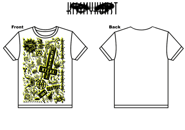 Concrete Hyena Yellow Print on White T shirt